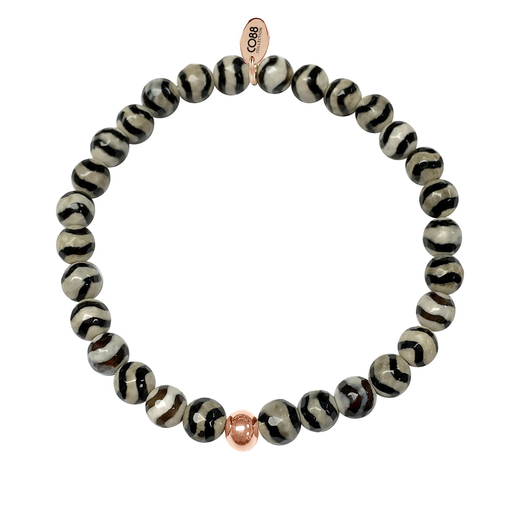 Bracelet JUIE en pierres naturelles et acier inoxydable rose gold