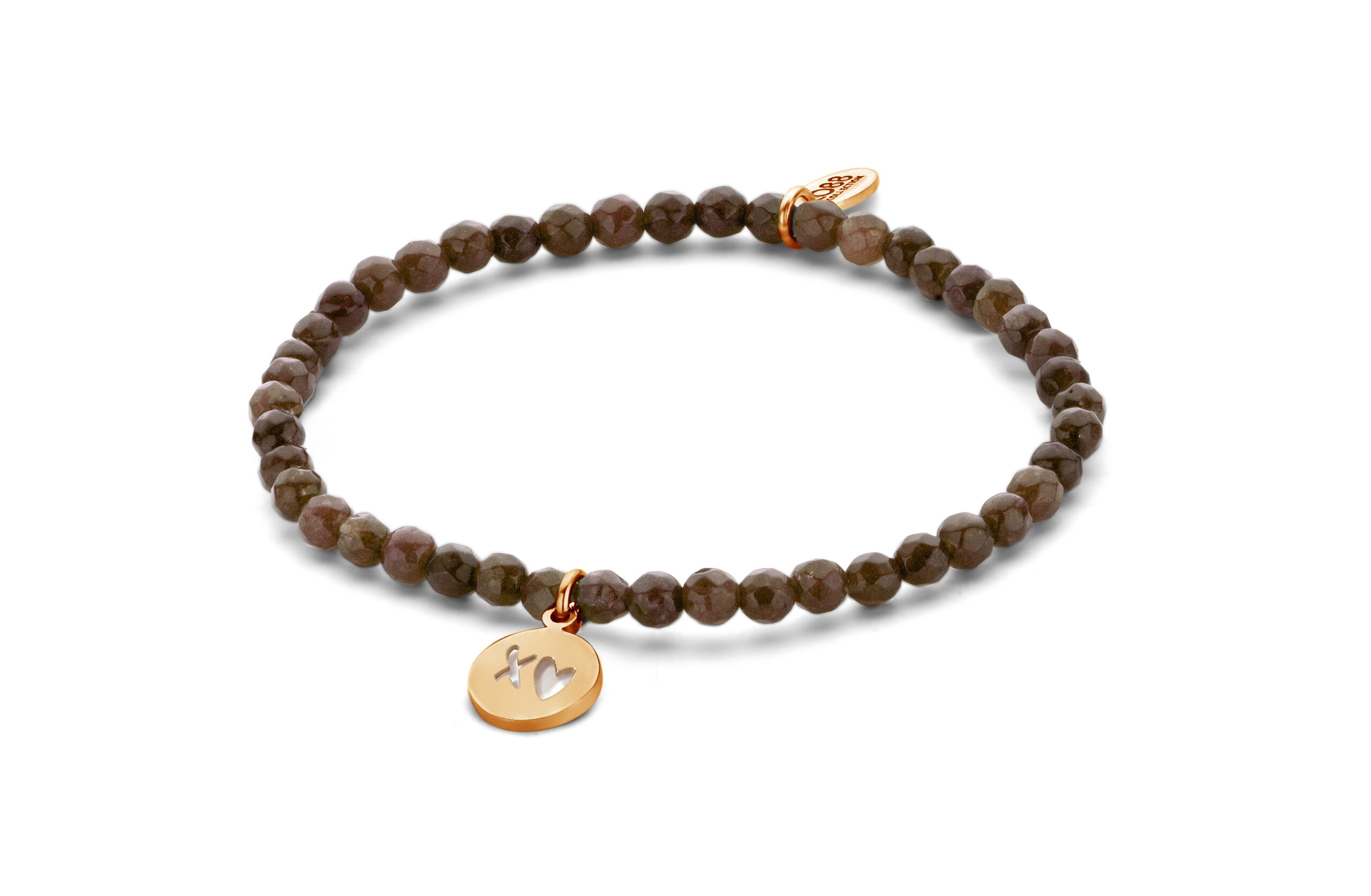 Bracelet CHLOE en pierres naturelles avec pampilles en acier inoxydable rose gold