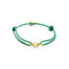 Bracelet ANNA Co88France en tissu vert avec décor en acier inoxydable doré