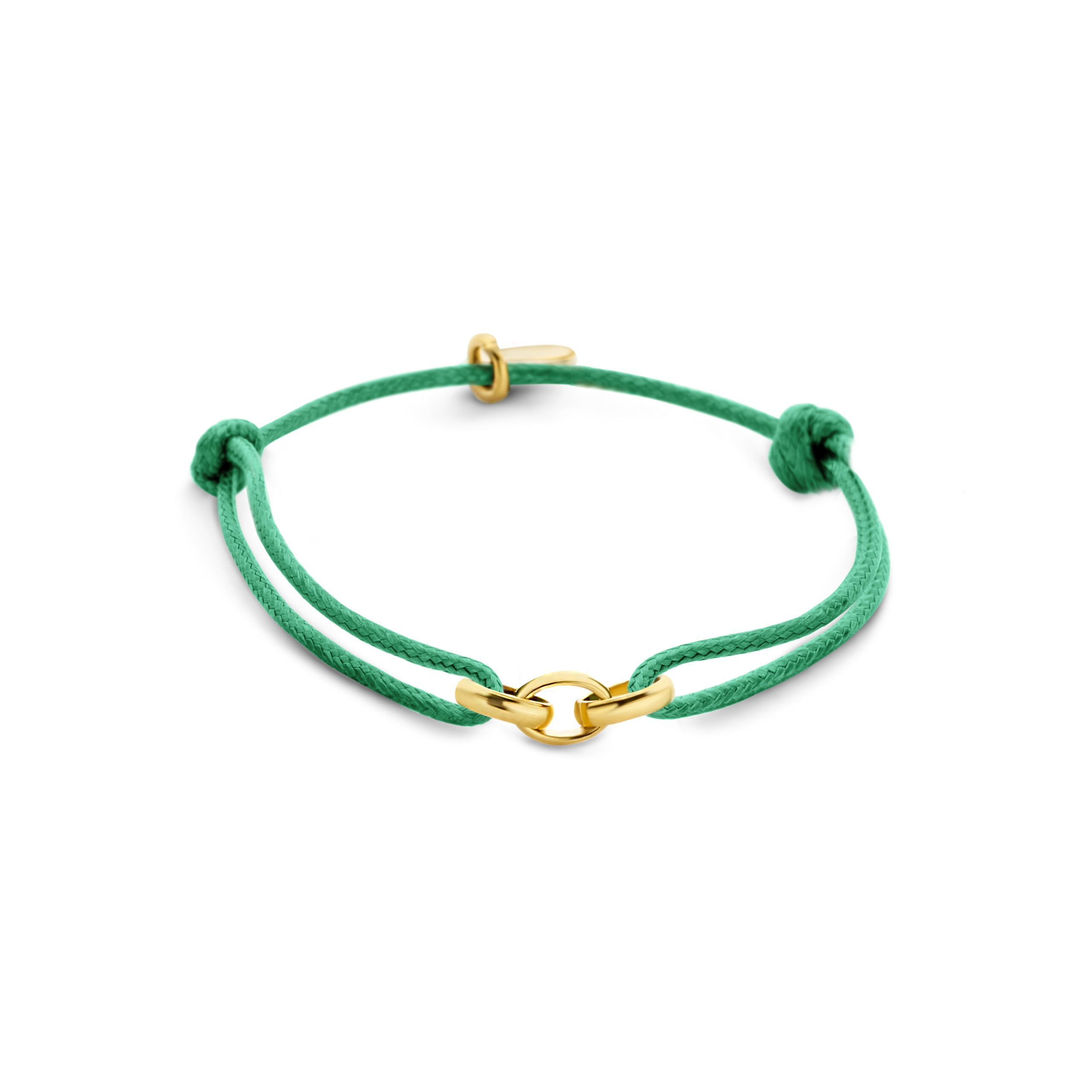 Bracelet ANNA Co88France en tissu vert avec décor en acier inoxydable doré