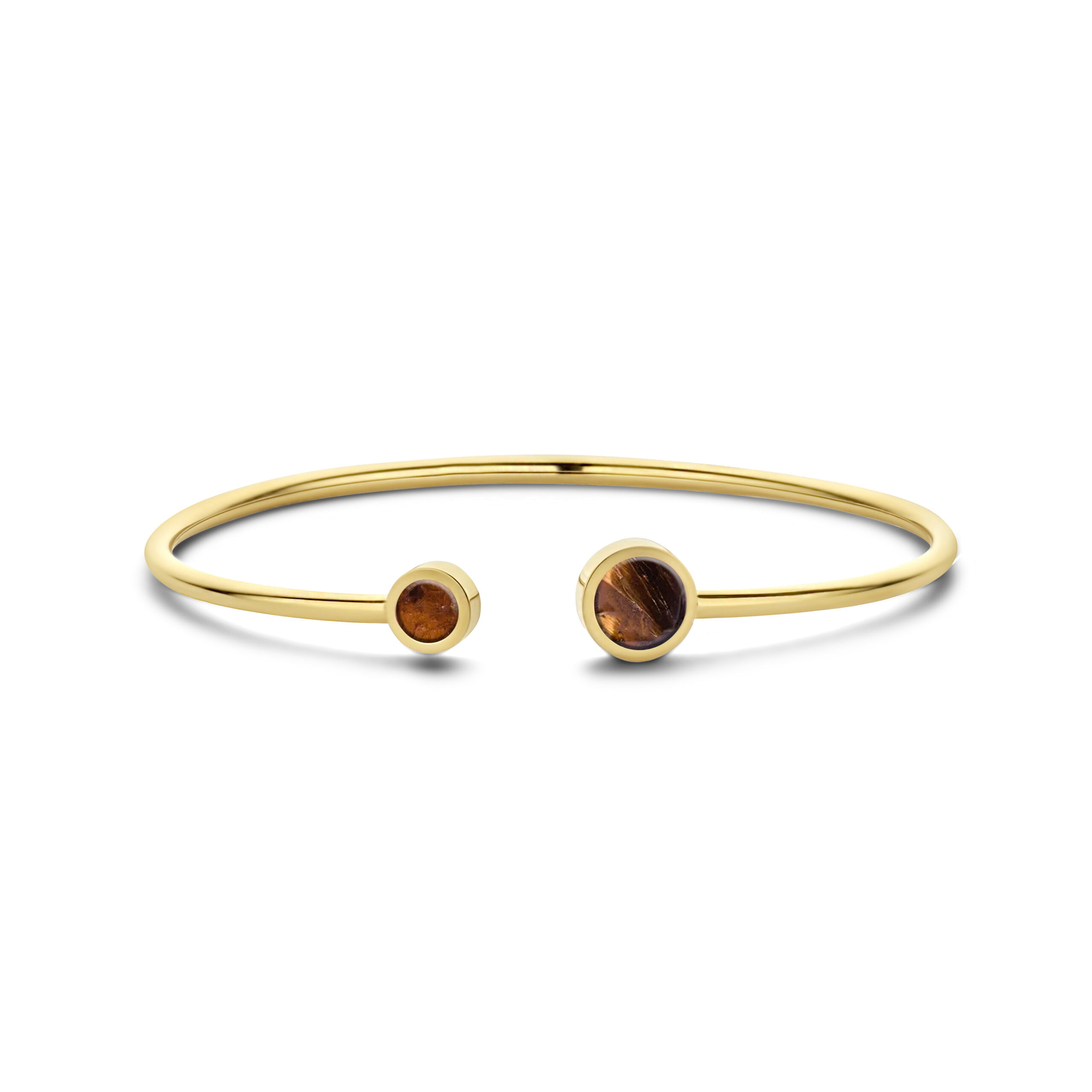 Bracelet/jonc Co88 France en acier inoxydable doré et pierre naturelle oeil de tigre