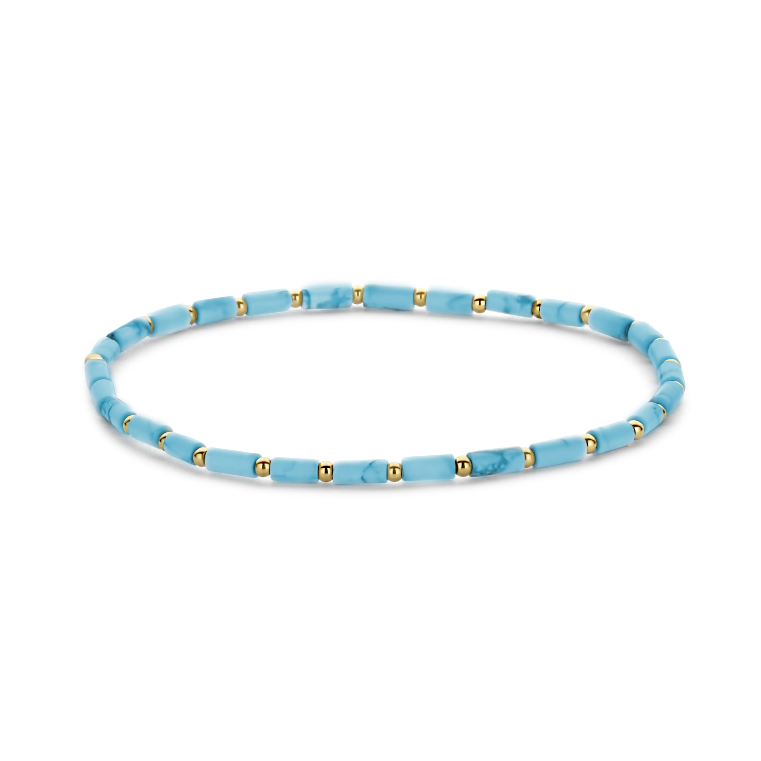 Bracelet Co88 France en perles bleues orné d'acier inoxydable doré