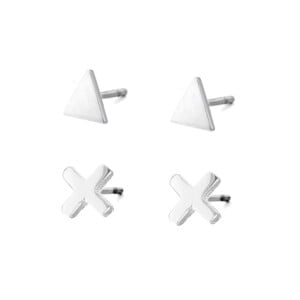 Boucles d'oreilles/puces d'oreilles Co88 France en acier inoxydable argenté, motif triangle, croix