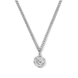 Collier Co88 France en acier inoxydable argenté maille figaro et médaille argentée