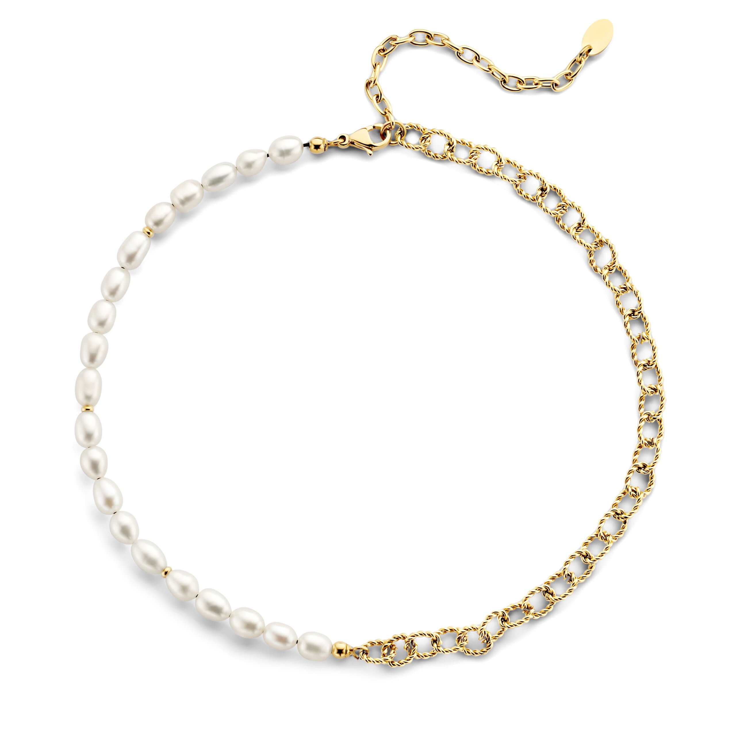Bracelet Co88 France en acier inoxydable doré et perle d'eau douce