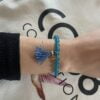 Bracelet Co88 France en acier inoxydable rose gold et pampille bleue, pierres naturelles bleues