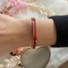Bracelet/jonc en acier inoxydable rose gold et émail rouge