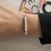 Bracelet Co88 France en acier inoxydable argenté et pierres naturelles blanche howlite