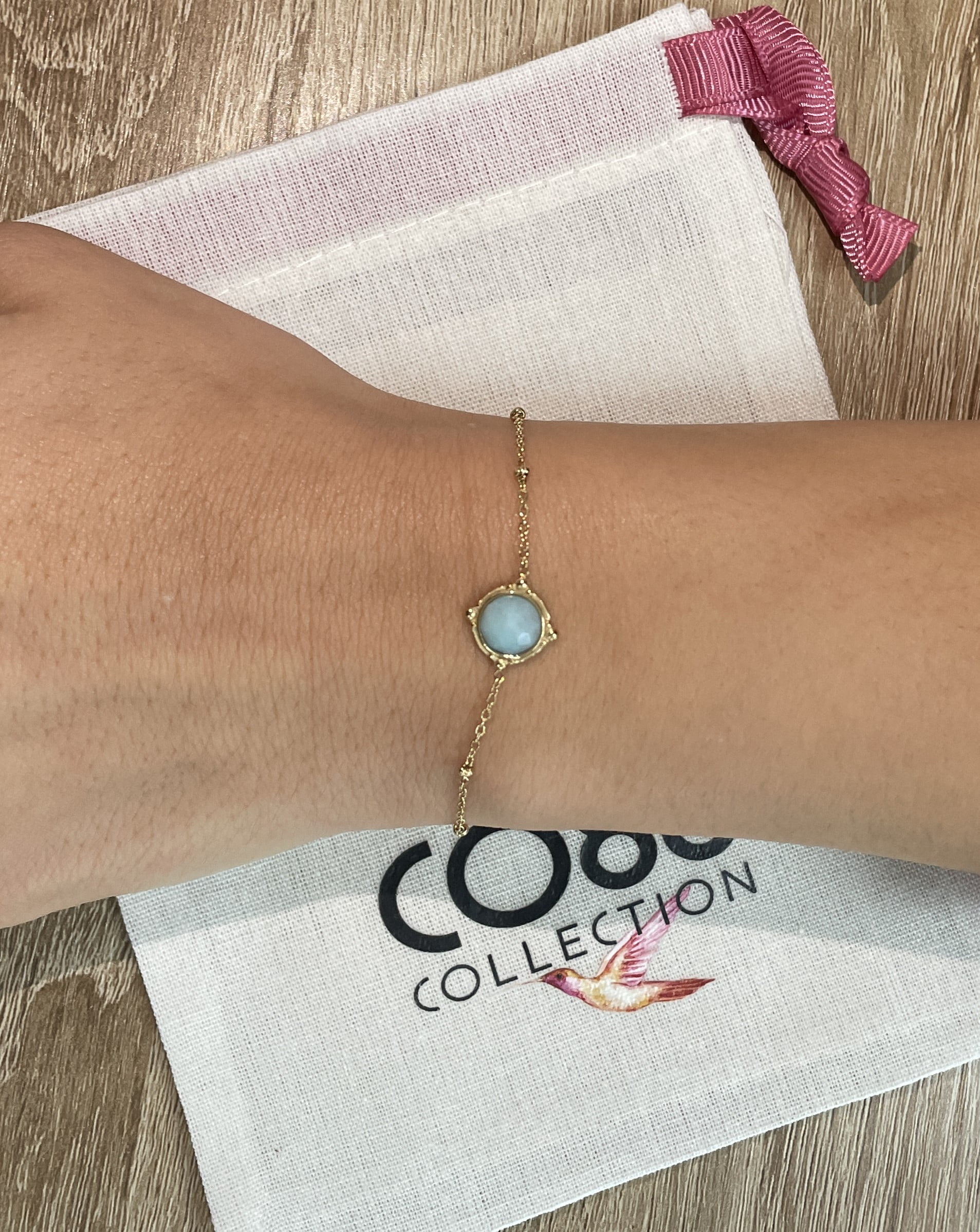 Bracelet Co88 France en acier inoxydable doré et pierre naturelle