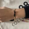 Bracelet Co88 France en acier inoxydable doré et pierres naturelles noires