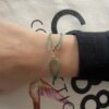bracelet Co88 France en tissu vert et acier inoxydable doré