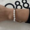 8CB-90903-1 Bracelet Co88 France en acier inoxydable argenté et perle d'eau douce