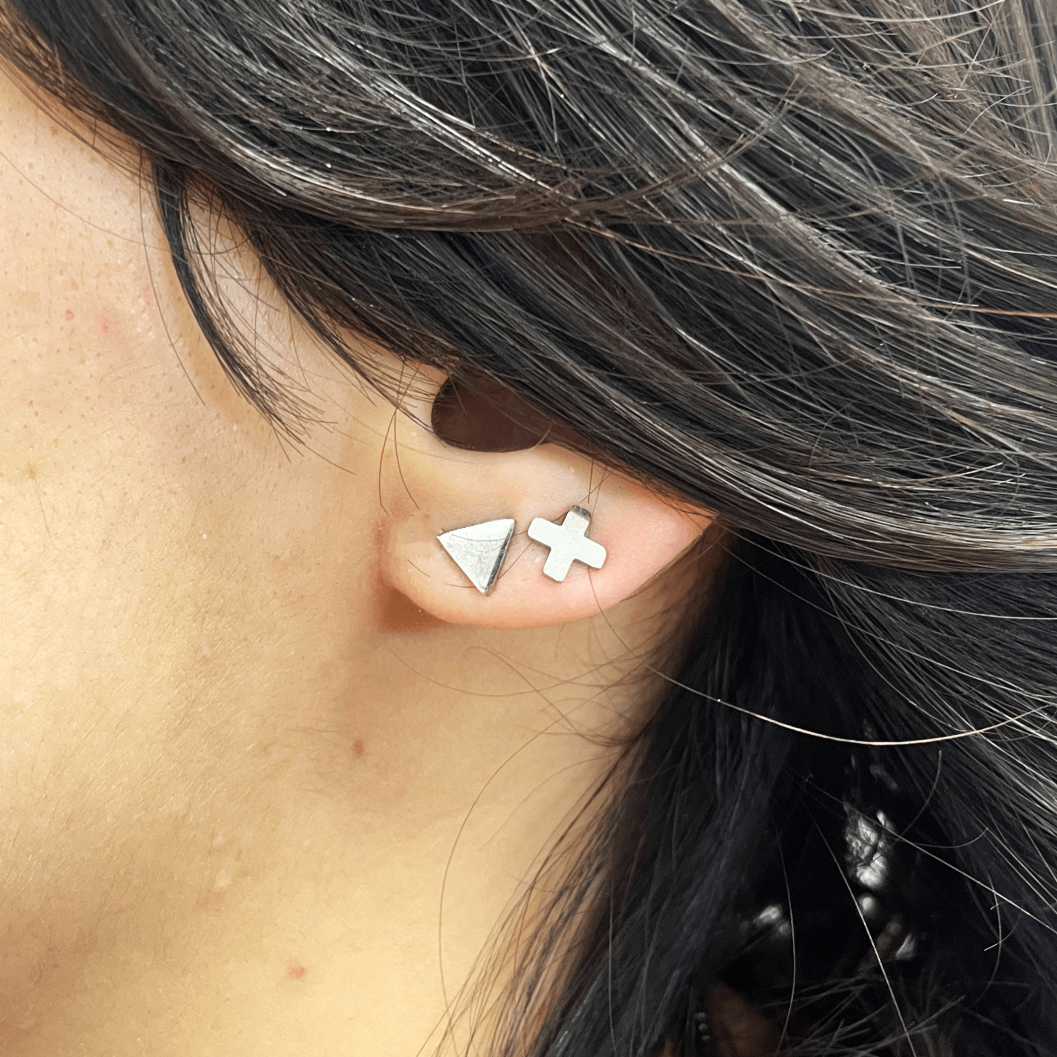 Composition de boucles d'oreilles, puces d'oreilles Co88 France en acier inoxydable argenté