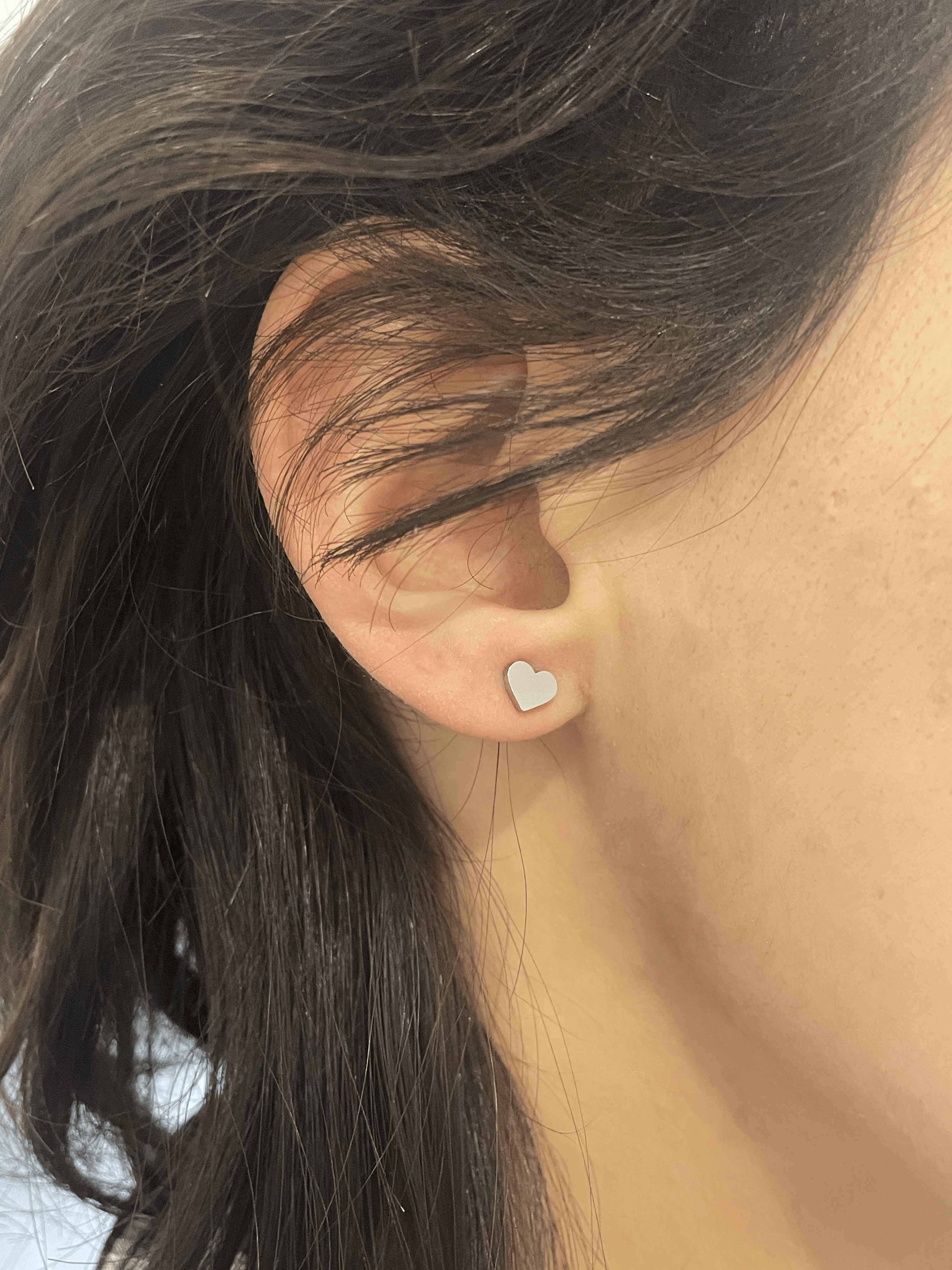 Boucle d'oreille, puce d'oreille Co88 France en acier inoxydable argenté, motif coeur