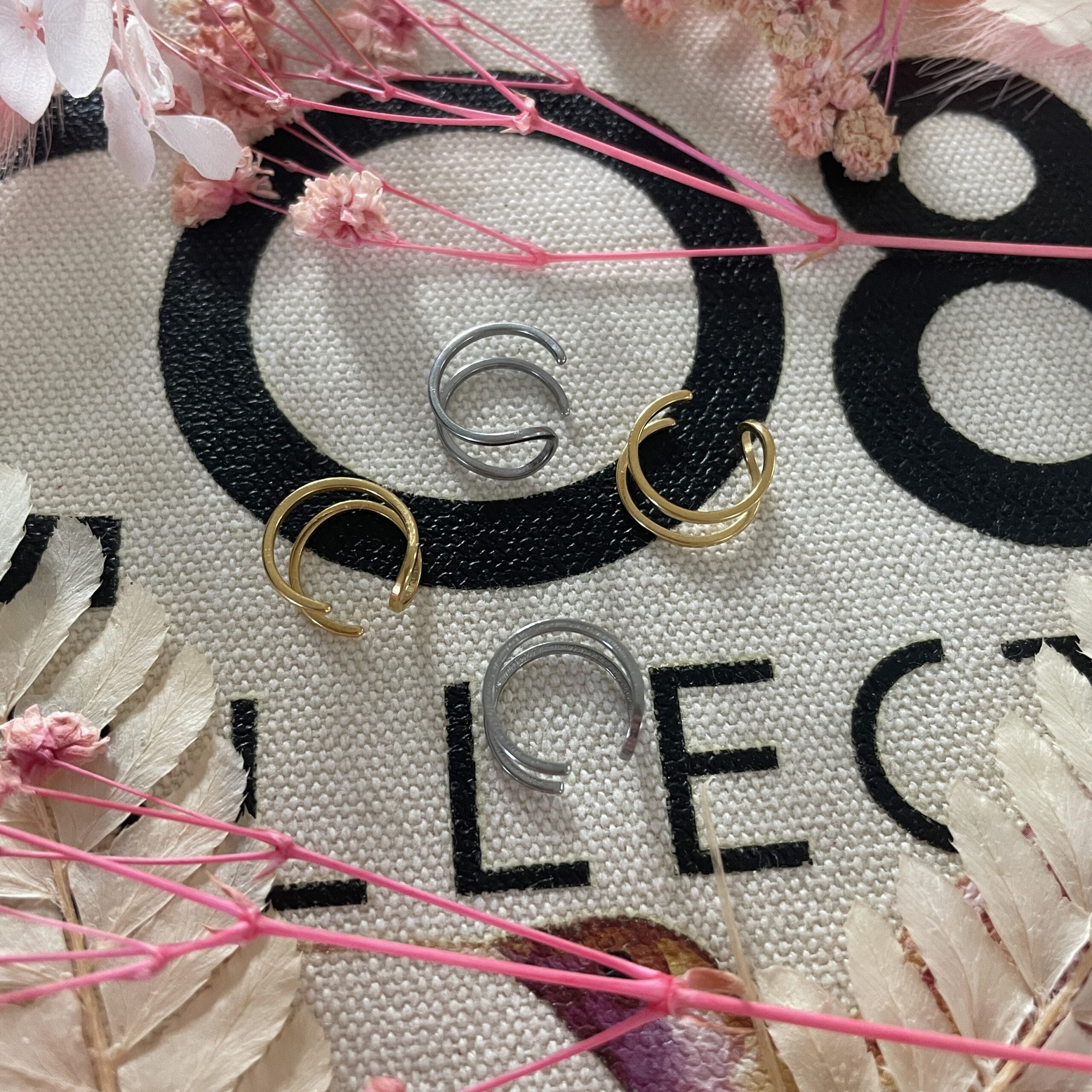 Boucles d'oreilles/bagues d'oreilles Co88 France en acier inoxydable doré et argenté