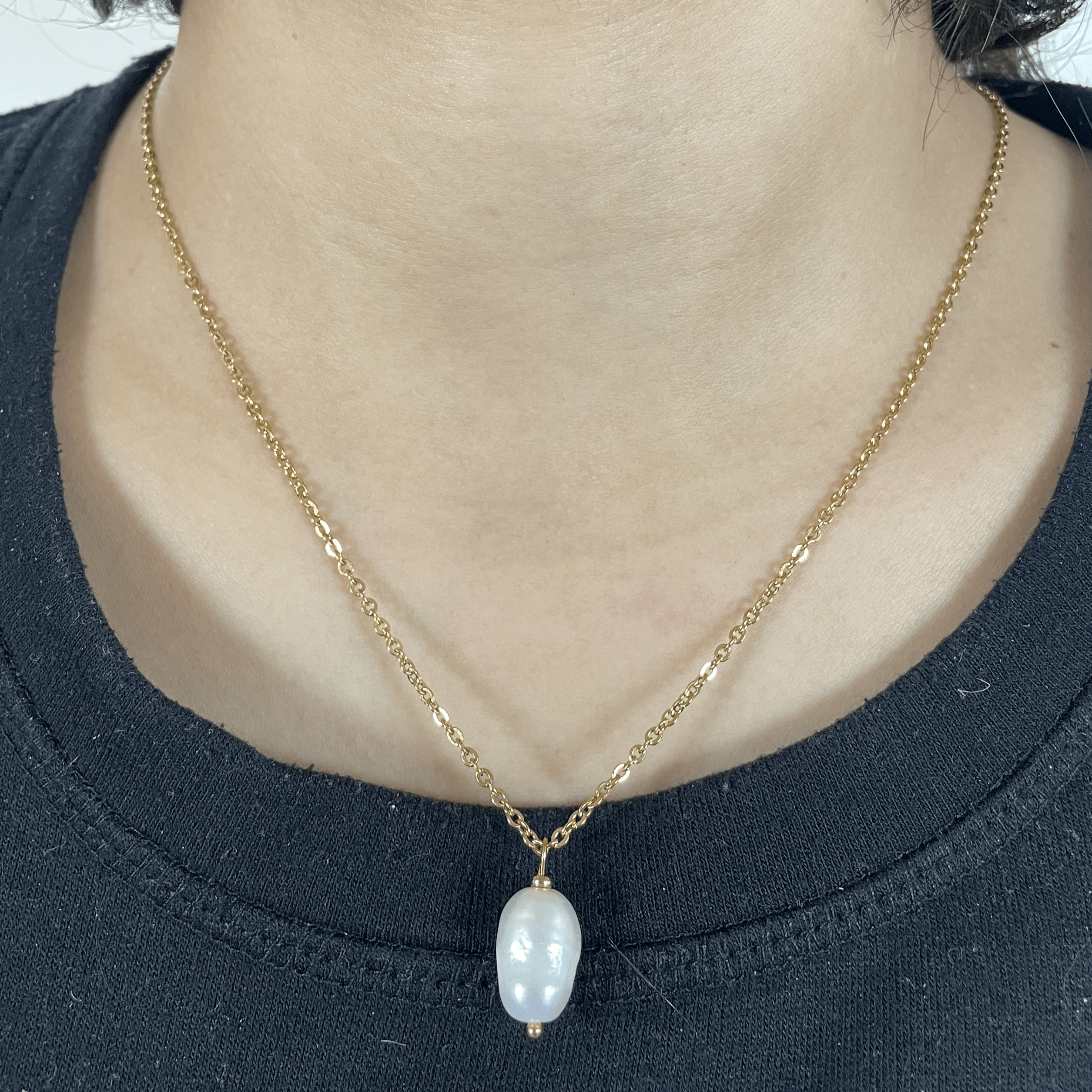 Collier Co88 France en acier inoxydable doré et pampille perle d'eau douce
