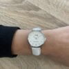 Montre Co88 France en acier inoxydable argenté et cuir blanc, cadrant blanc