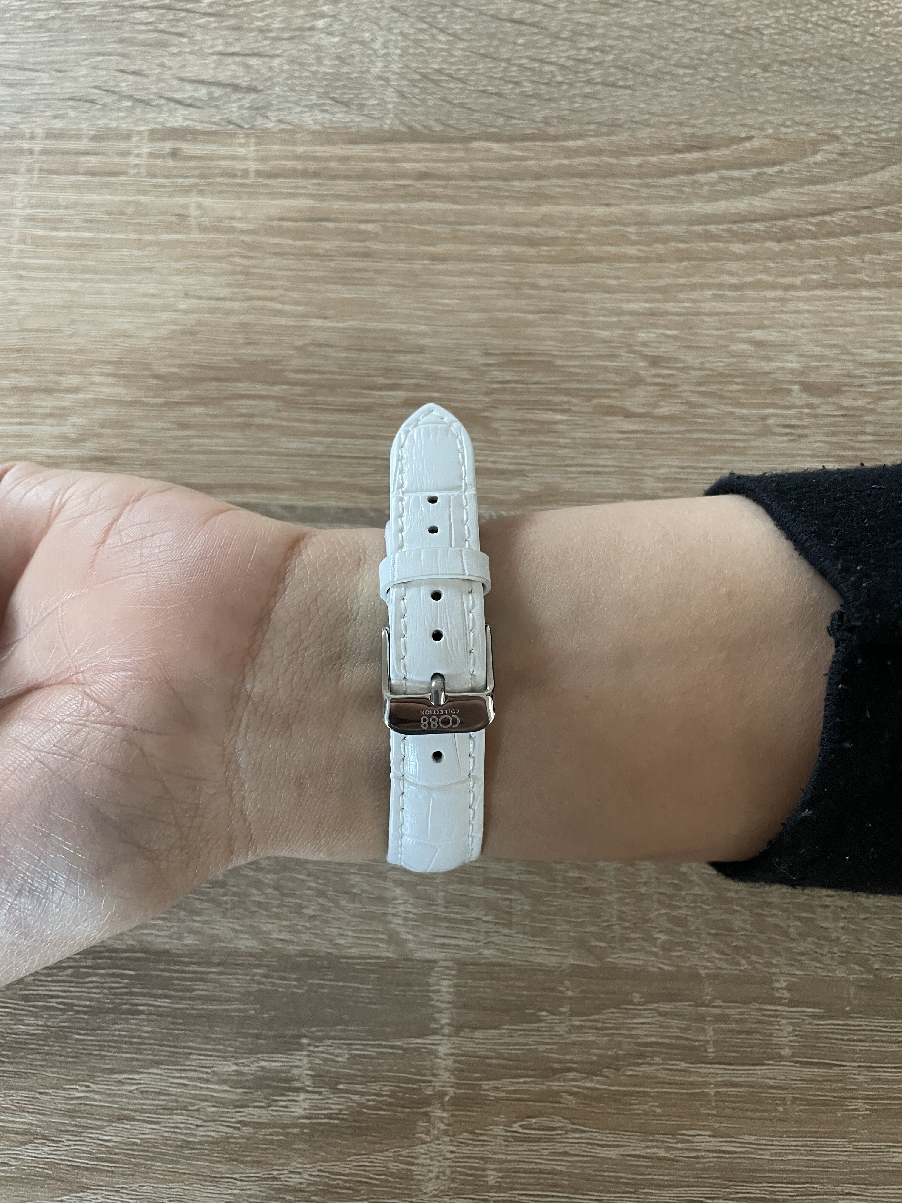 Montre Co88 France en acier inoxydable argenté et cuir blanc