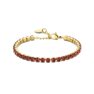 Bracelet Co88 France en acier inoxydable doré et zircon rouge