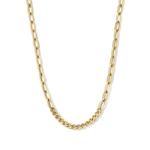 Collier Leelou acier inoxydable doré en maille forçat et figaro