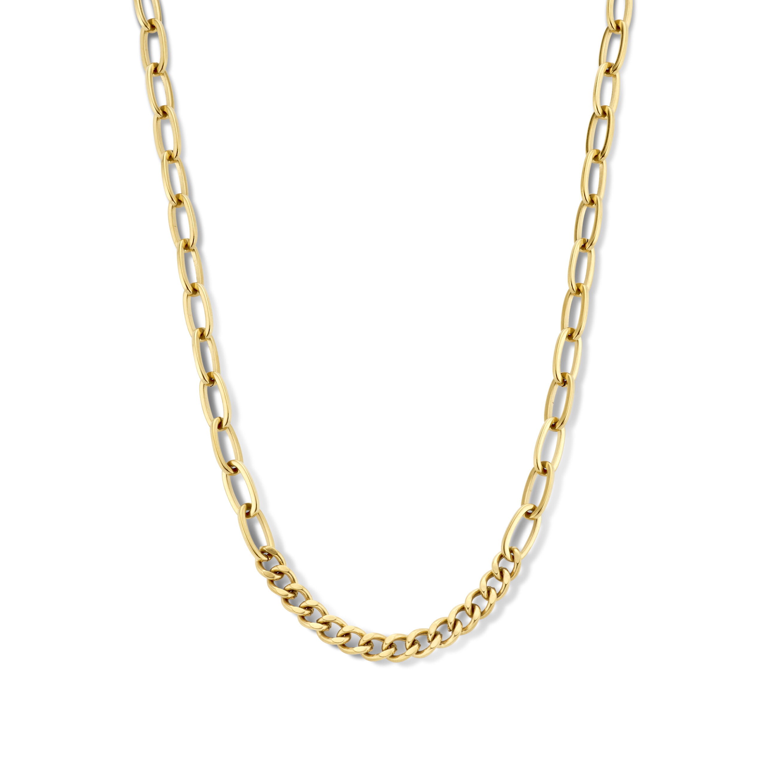 Collier Leelou acier inoxydable doré en maille forçat et figaro