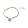 Bracelet Co88 France en acier inoxydable doré et perles bleues avec pampille dorée