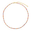 8CN-26261 Collier Co88 France en perles multicolores orné de perles dorées en acier inoxydable