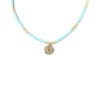 Collier Co88 France en acier inoxydable doré et perles bleu clair avec pampilles dorée