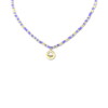 Collier Co88 France en acier inoxydable et perles bleu foncé avec pampille palmier doré