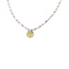 8CN-26309 Collier Co88 France en acier inoxydable et perles colorées, pampille dorée