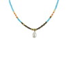8CN-26313 (1) Collier Co88 France en acier inoxydable et perles colorées avec pampille perle d'eau douce