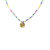 Collier en perles colorées MELINA et pampille dorée en acier inoxydable