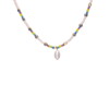 8CN-26317 Collier CASSANDRE en acier inoxydable de la marque CO88France en perles colorées et nacrées et pampille perle d'eau douce