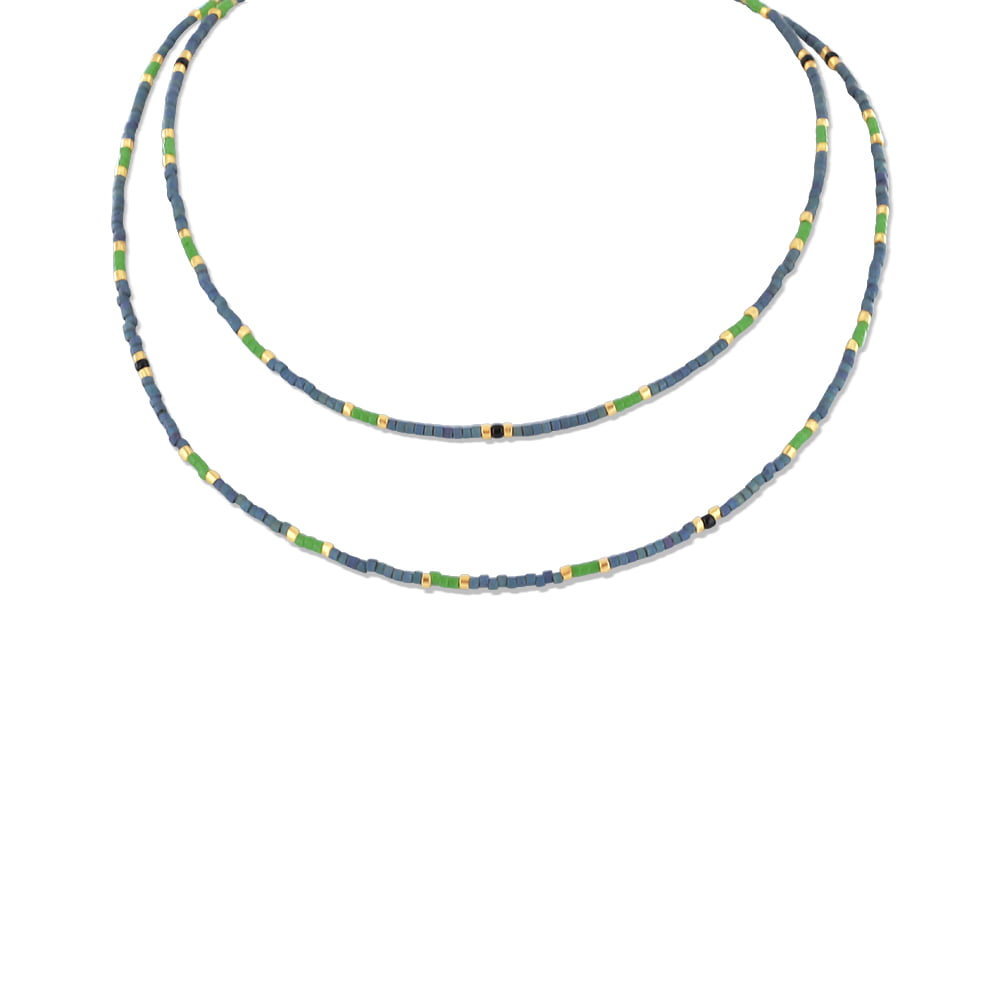 8CN-26362 Collier Co88 France en perles colorées et acier inoxydable